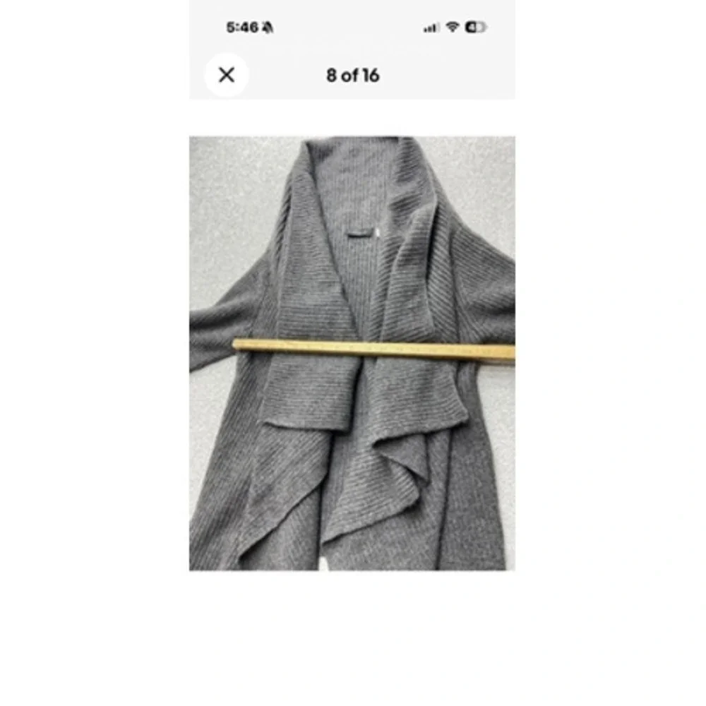 Forte Cashmere Sweater Cardigan Womens 1 Gray 100% Cashmere Open Front Draped